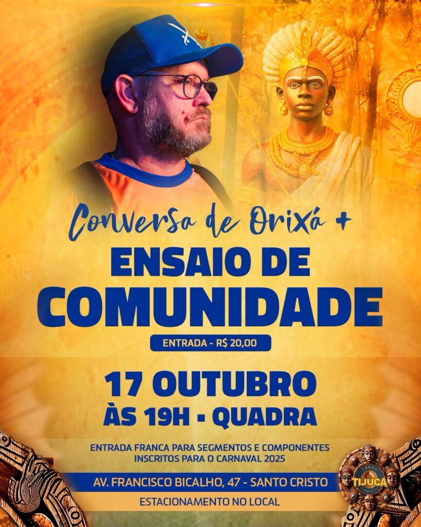 Unidos da Tijuca realiza “Conversa de Orixá” com Luiz Antonio Simas durante ensaio de comunidade desta quinta-feira