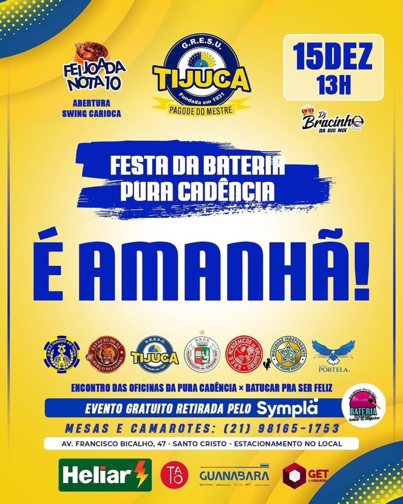 Unidos da Tijuca promove a festa da bateria Pura Cadência neste domingo