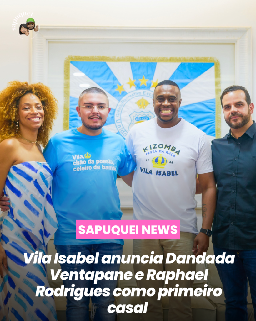 Unidos de Vila Isabel anuncia Dandara Ventapane e Raphael Rodrigues como 1º casal de mestre-sala e porta-bandeira da agremiação
