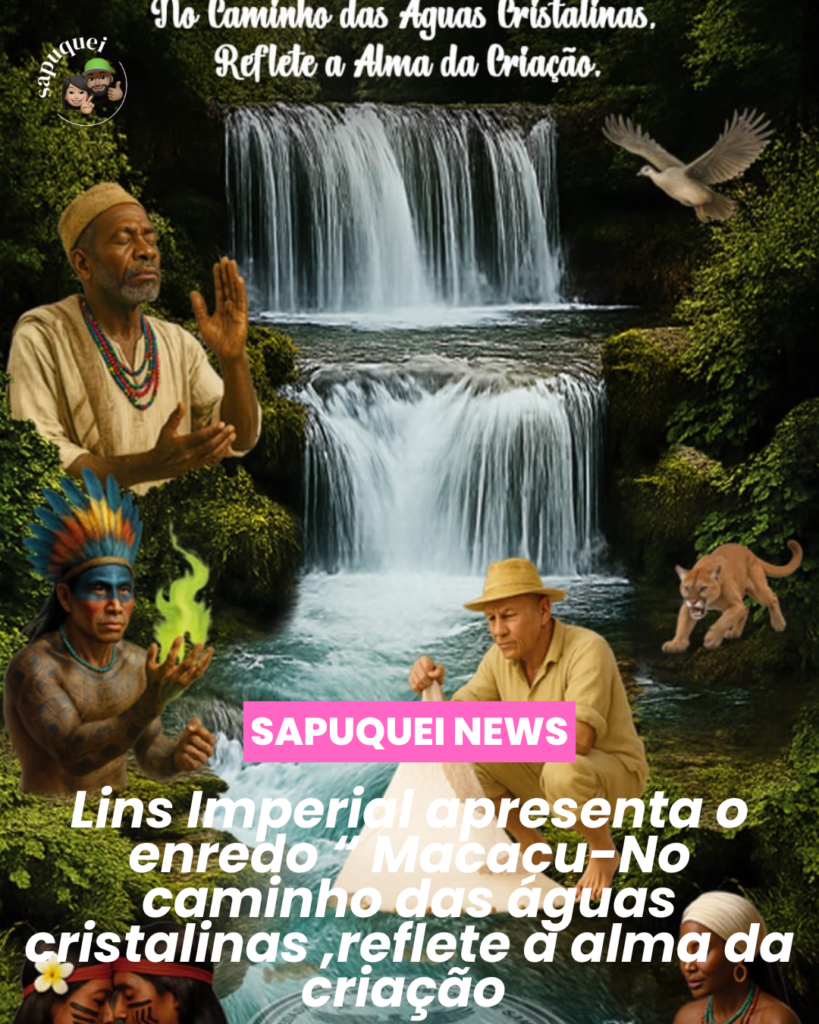💧✨ Lins Imperial mergulha na ancestralidade com o enredo “Macacu – No caminho das águas cristalinas, reflete a alma da criação”